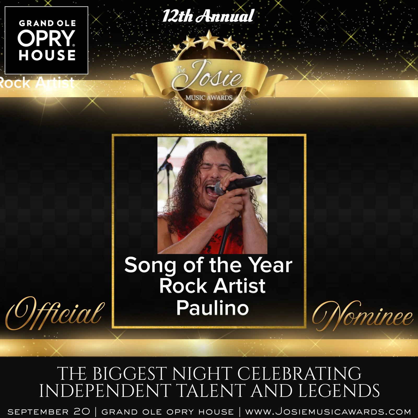 THE ROAD TO THE OPRY: PAULINO COUNTS DOWN TO THE 12TH ANNUAL JOSIE MUSIC AWARDS